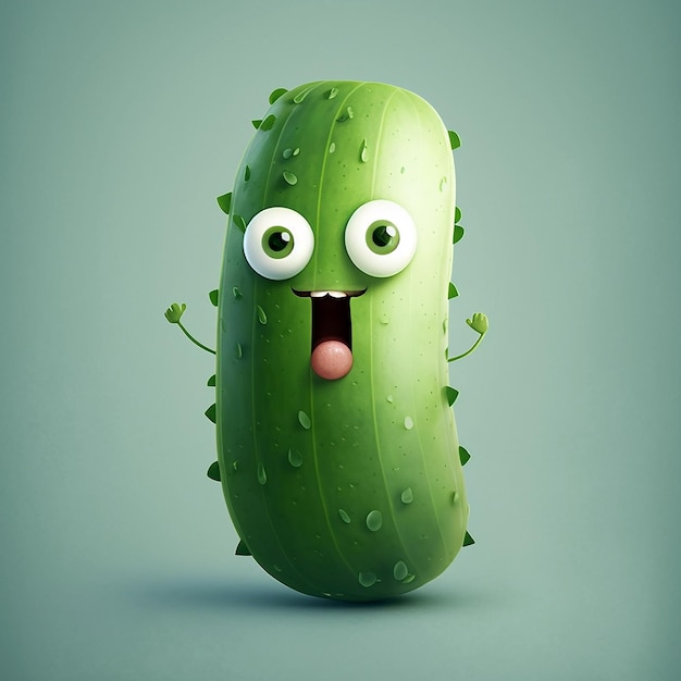 Cute Cartoon Character of Cucumber Using Generative AI