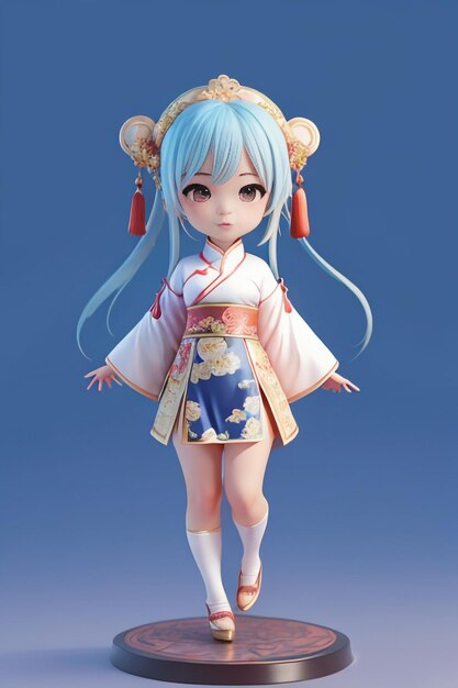 Cute cartoon character model beautiful girl 3d rendering model cosplay illustration wallpaper