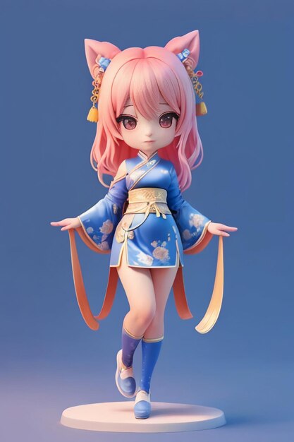 Cute cartoon character model beautiful girl 3d rendering model cosplay illustration wallpaper