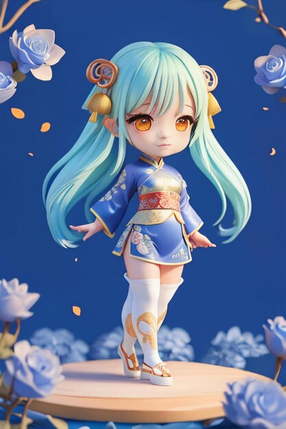 Cute cartoon character model beautiful girl 3d rendering model cosplay illustration wallpaper