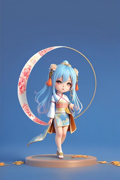 Cute cartoon character model beautiful girl 3d rendering model cosplay illustration wallpaper