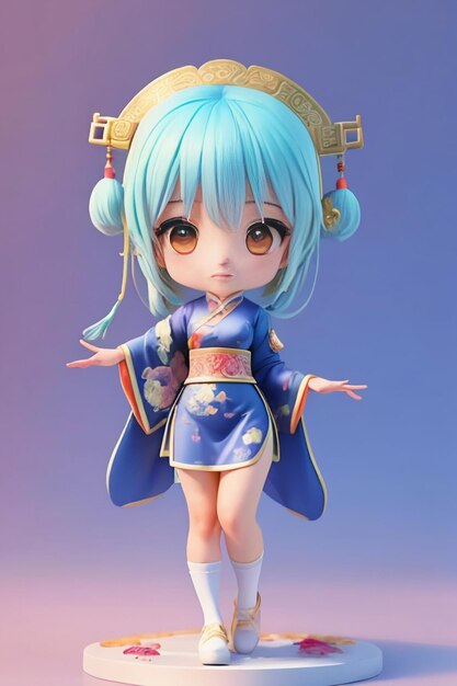 Cute cartoon character model beautiful girl 3d rendering model cosplay illustration wallpaper