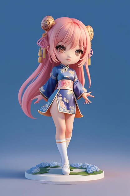 Cute cartoon character model beautiful girl 3d rendering model cosplay illustration wallpaper