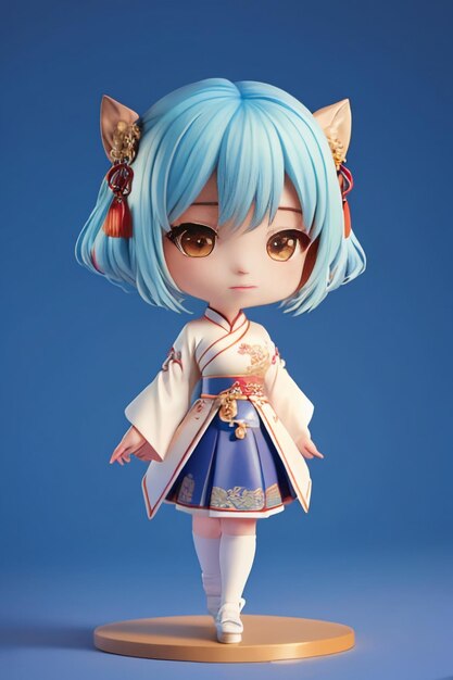 Cute cartoon character model beautiful girl 3d rendering model cosplay illustration wallpaper