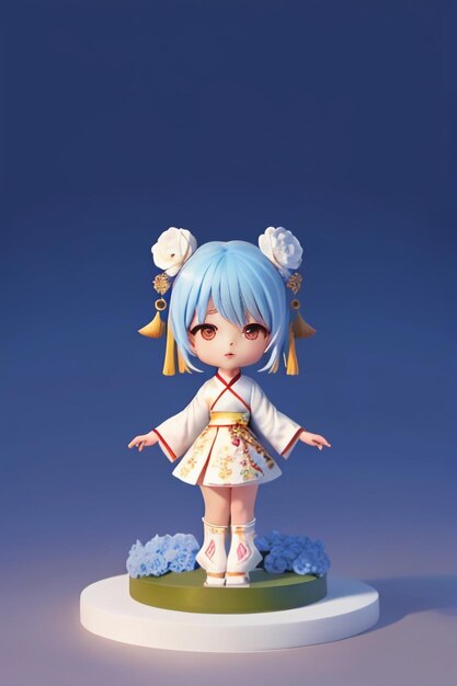 Cute cartoon character model beautiful girl 3d rendering model cosplay illustration wallpaper