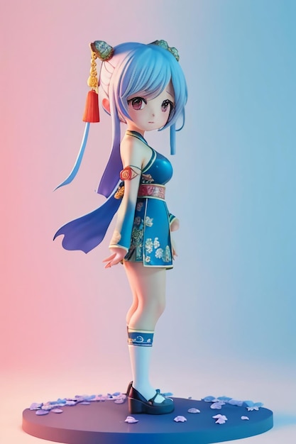 Cute cartoon character model beautiful girl 3d rendering model cosplay illustration wallpaper