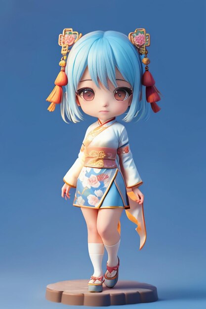 Cute cartoon character model beautiful girl 3d rendering model cosplay illustration wallpaper