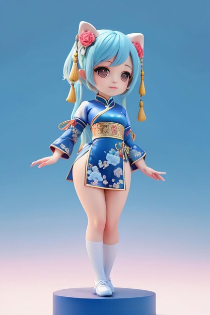 Cute cartoon character model beautiful girl 3d rendering model cosplay illustration wallpaper