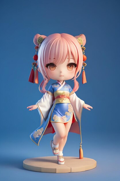 Cute cartoon character model beautiful girl 3d rendering model cosplay illustration wallpaper