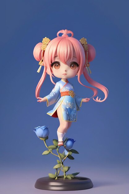 Cute cartoon character model beautiful girl 3d rendering model cosplay illustration wallpaper