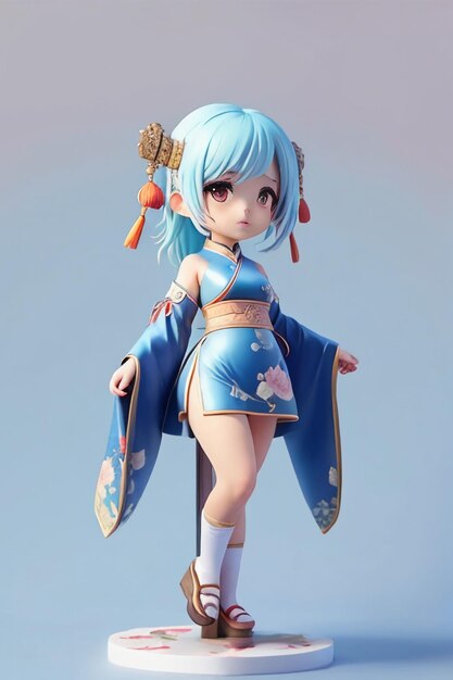 Cute cartoon character model beautiful girl 3d rendering model cosplay illustration wallpaper