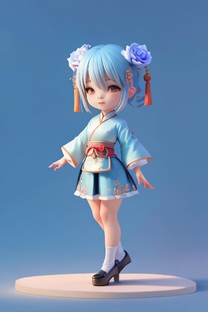 Cute cartoon character model beautiful girl 3d rendering model cosplay illustration wallpaper