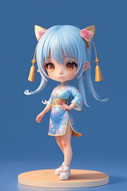 Cute cartoon character model beautiful girl 3d rendering model cosplay illustration wallpaper