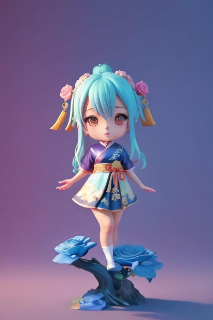 Cute cartoon character model beautiful girl 3d rendering model cosplay illustration wallpaper