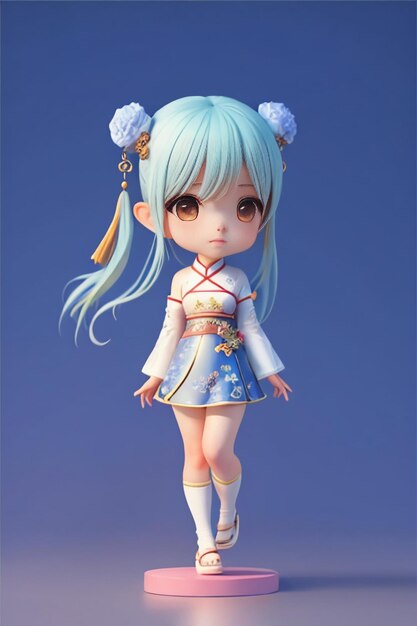 Cute cartoon character model beautiful girl 3d rendering model cosplay illustration wallpaper