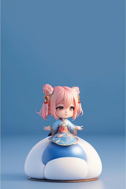 Cute cartoon character model beautiful girl 3d rendering model cosplay illustration wallpaper