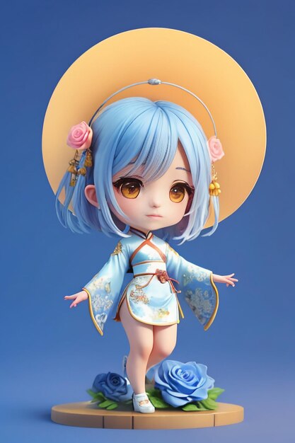 Cute cartoon character model beautiful girl 3d rendering model cosplay illustration wallpaper