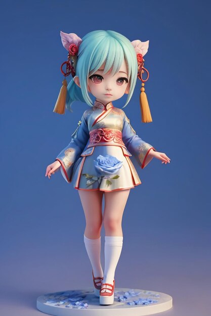 Cute cartoon character model beautiful girl 3d rendering model cosplay illustration wallpaper