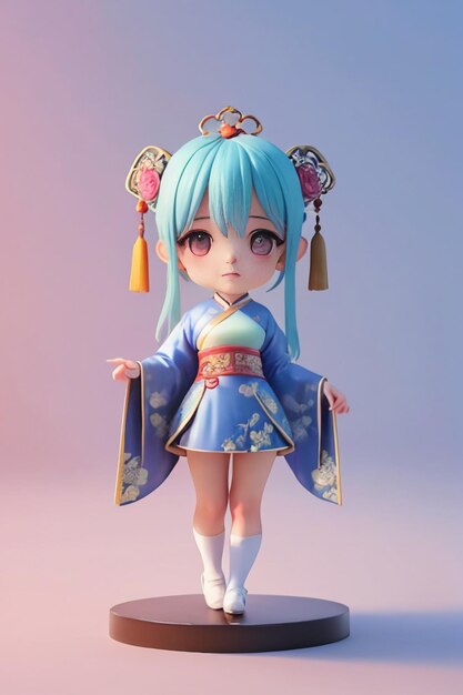 Cute cartoon character model beautiful girl 3d rendering model cosplay illustration wallpaper