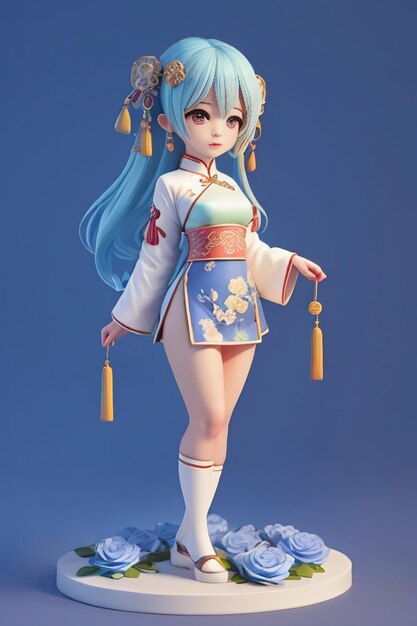 Cute cartoon character model beautiful girl 3d rendering model cosplay illustration wallpaper