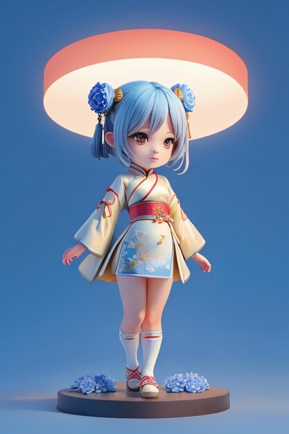 Cute cartoon character model beautiful girl 3d rendering model cosplay illustration wallpaper