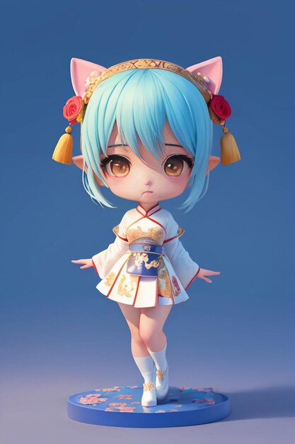 Cute cartoon character model beautiful girl 3d rendering model cosplay illustration wallpaper