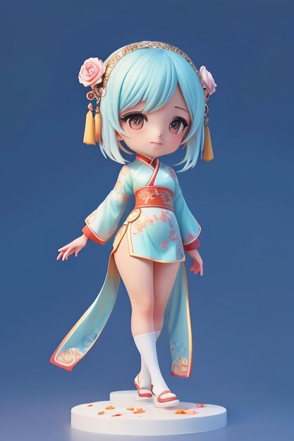 Cute cartoon character model beautiful girl 3d rendering model cosplay illustration wallpaper
