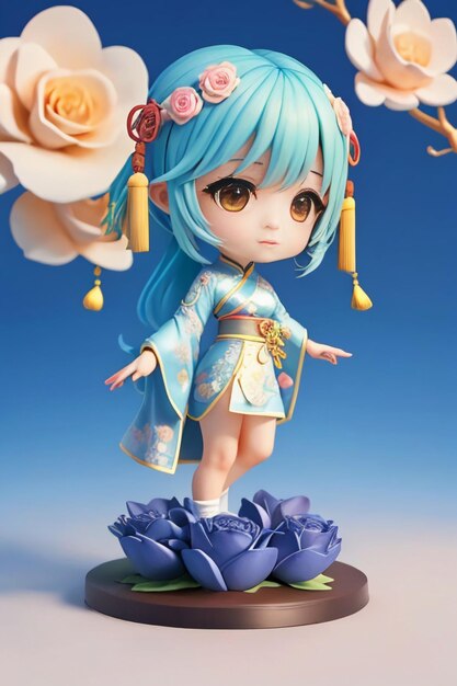 Cute cartoon character model beautiful girl 3d rendering model cosplay illustration wallpaper