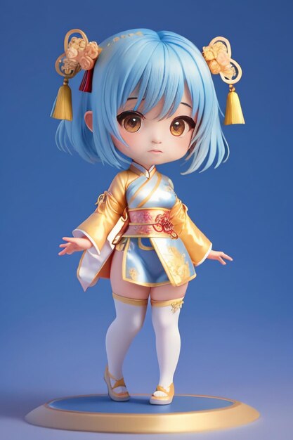 Cute cartoon character model beautiful girl 3d rendering model cosplay illustration wallpaper