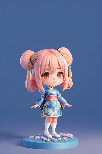 Cute cartoon character model beautiful girl 3d rendering model cosplay illustration wallpaper