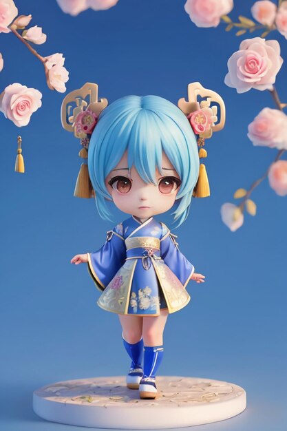 Cute cartoon character model beautiful girl 3d rendering model cosplay illustration wallpaper