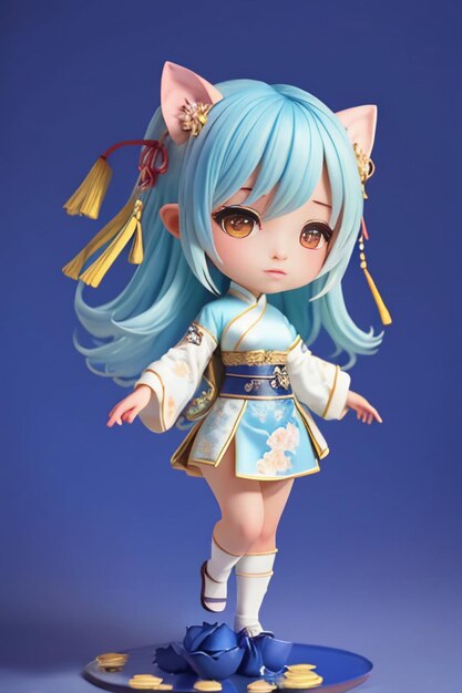 Cute cartoon character model beautiful girl 3d rendering model cosplay illustration wallpaper