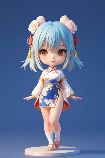 Cute cartoon character model beautiful girl 3d rendering model cosplay illustration wallpaper