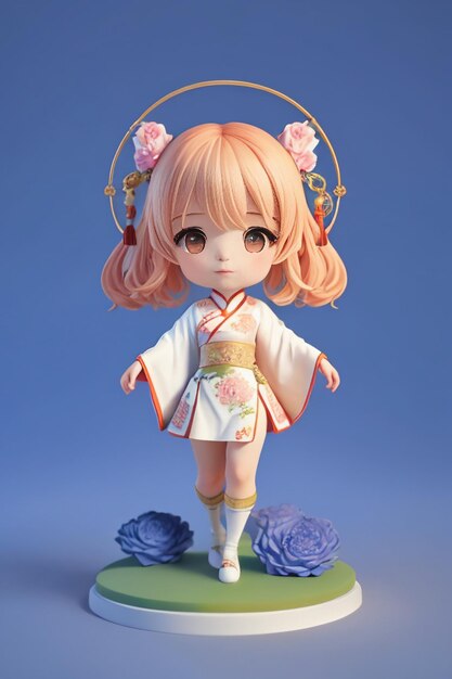 Cute cartoon character model beautiful girl 3d rendering model cosplay illustration wallpaper