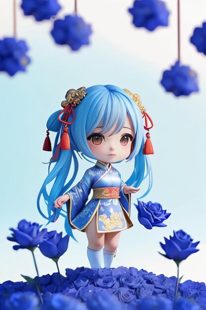 Cute cartoon character model beautiful girl 3d rendering model cosplay illustration wallpaper