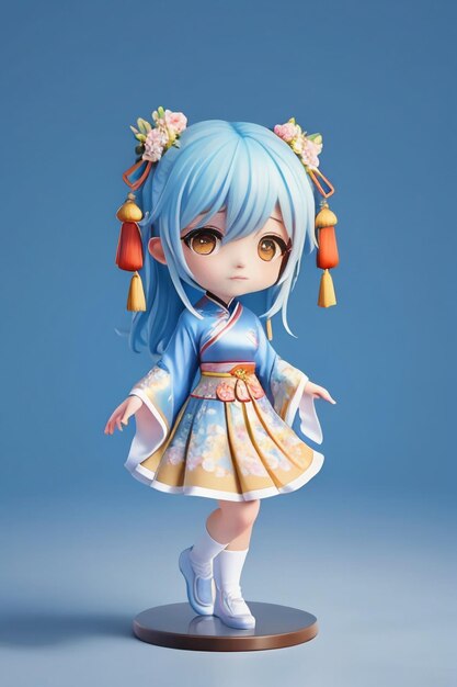 Cute cartoon character model beautiful girl 3d rendering model cosplay illustration wallpaper