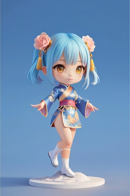 Cute cartoon character model beautiful girl 3d rendering model cosplay illustration wallpaper