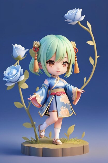 Cute cartoon character model beautiful girl 3d rendering model cosplay illustration wallpaper