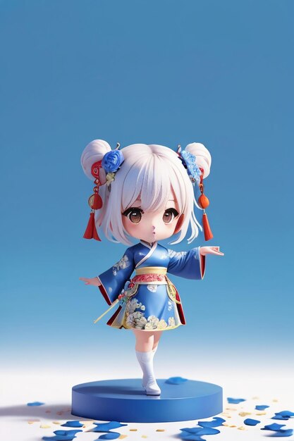 Cute cartoon character model beautiful girl 3d rendering model cosplay illustration wallpaper