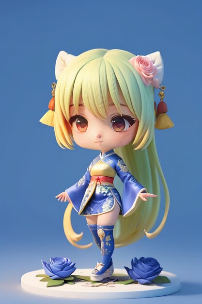 Cute cartoon character model beautiful girl 3d rendering model cosplay illustration wallpaper