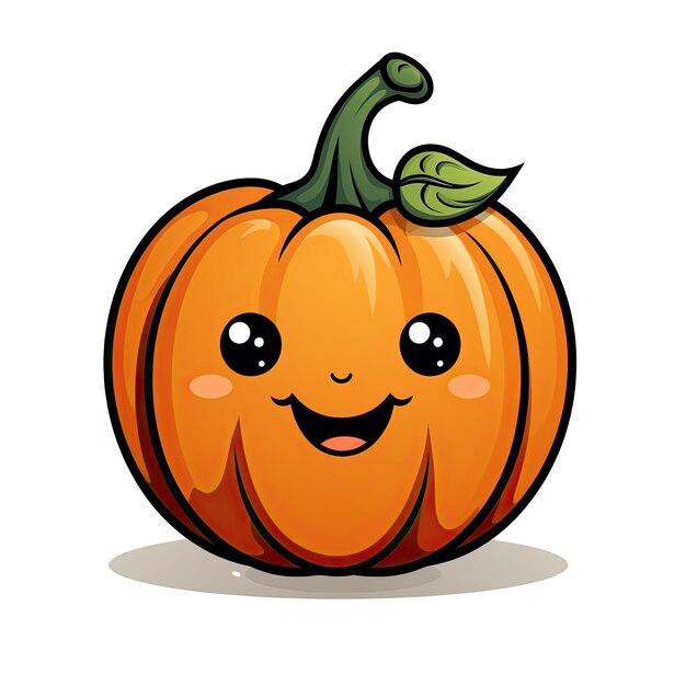 Photo cute cartoon character pumpkin with smile illustration funny cartoon pumpkinpumpkin halloween