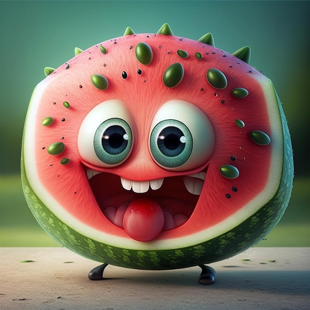 Cute Cartoon Character of a Watermelon By Generative AI