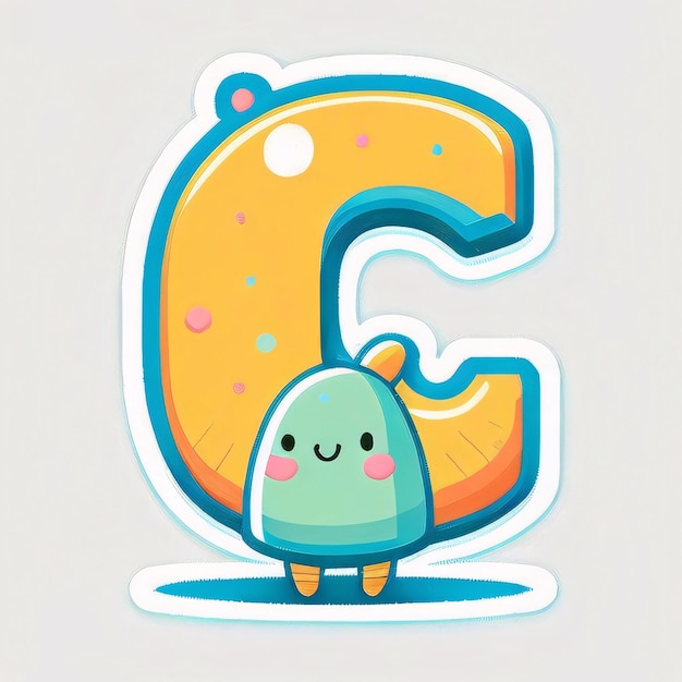 Photo cute cartoon character with letter c vector illustration for kids