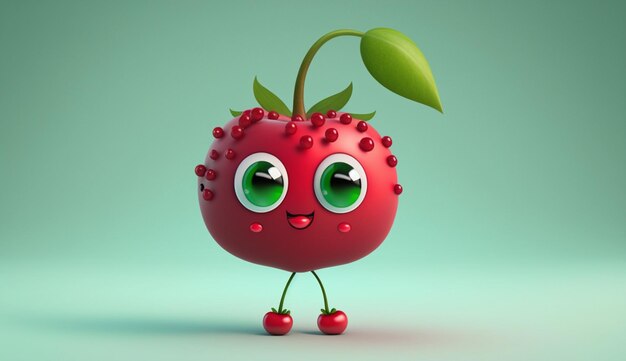 Cute Cartoon Cherry Character Generative AI