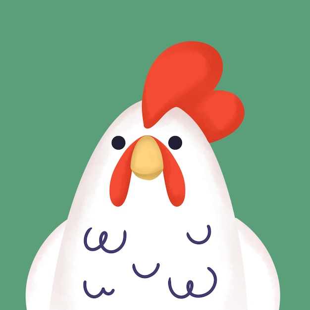 cute cartoon chicken illustration with green background