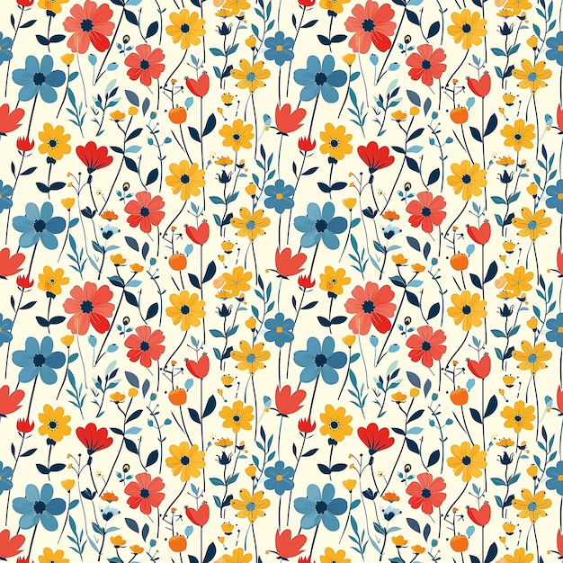 cute cartoon childish flowers background tile