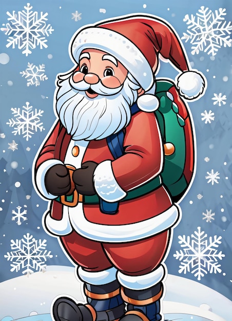 Cute Cartoon Christmas Santa Illustration Greetings Card