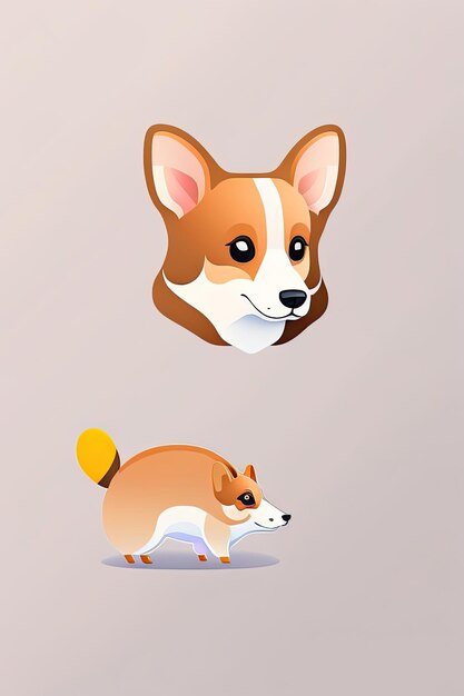 Photo cute cartoon corgi dog