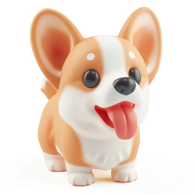 Foto cartoon carino corgi cucciolo 3d illustrazione minimal stile 3d rendering di divertente kawaii corgi cane giocattolo