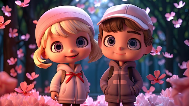 Photo cute cartoon couple